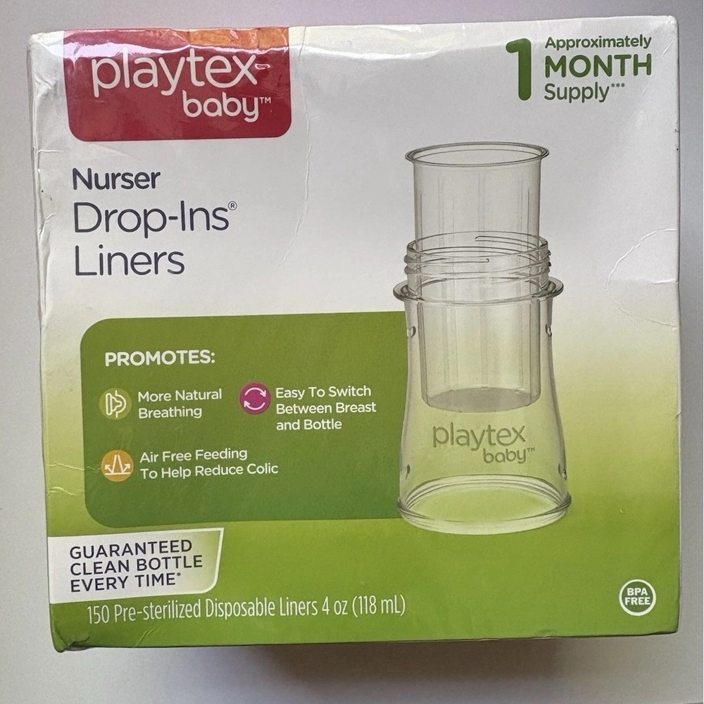 150 Playtex Baby Nurser Drop-Ins LINERS 4oz (NEW AND SEALED)